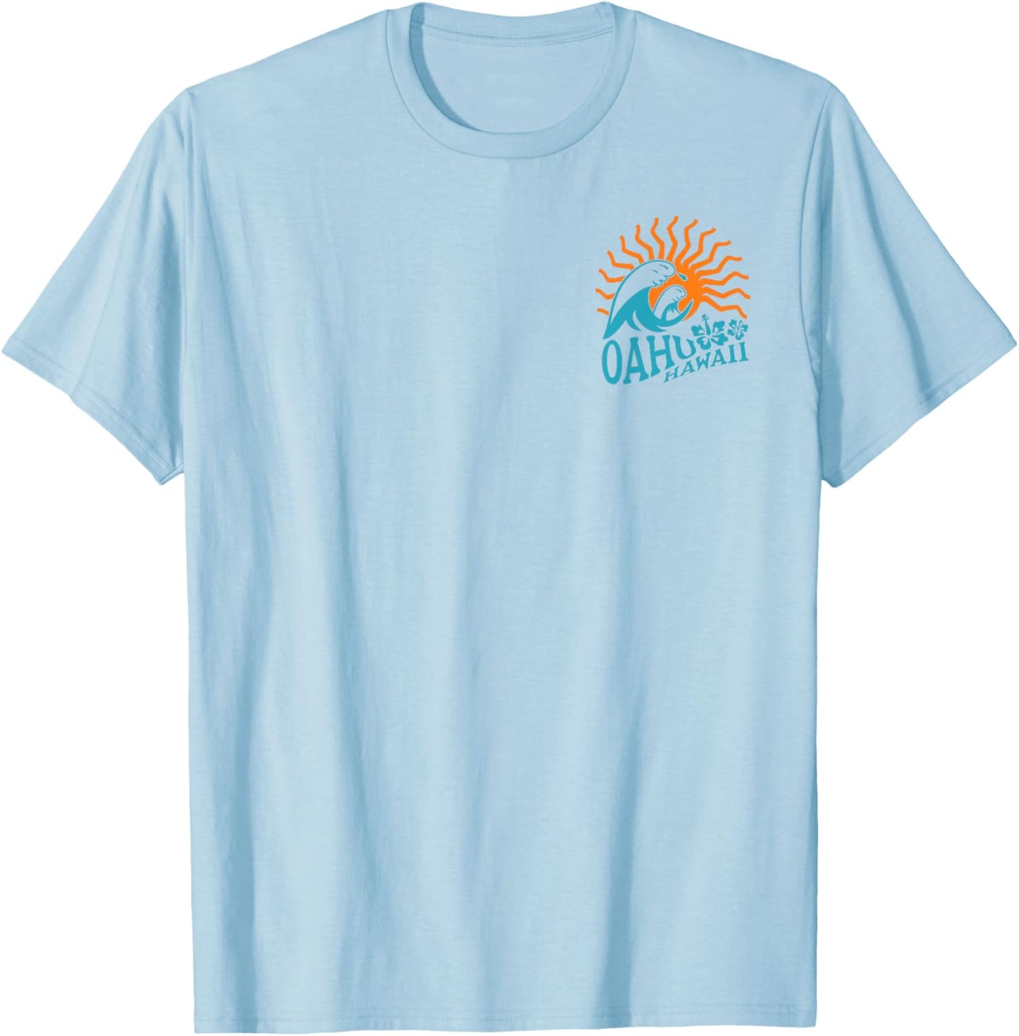 Oahu Hawaii Front and Back T-Shirt - T-Shirt | Light Blue