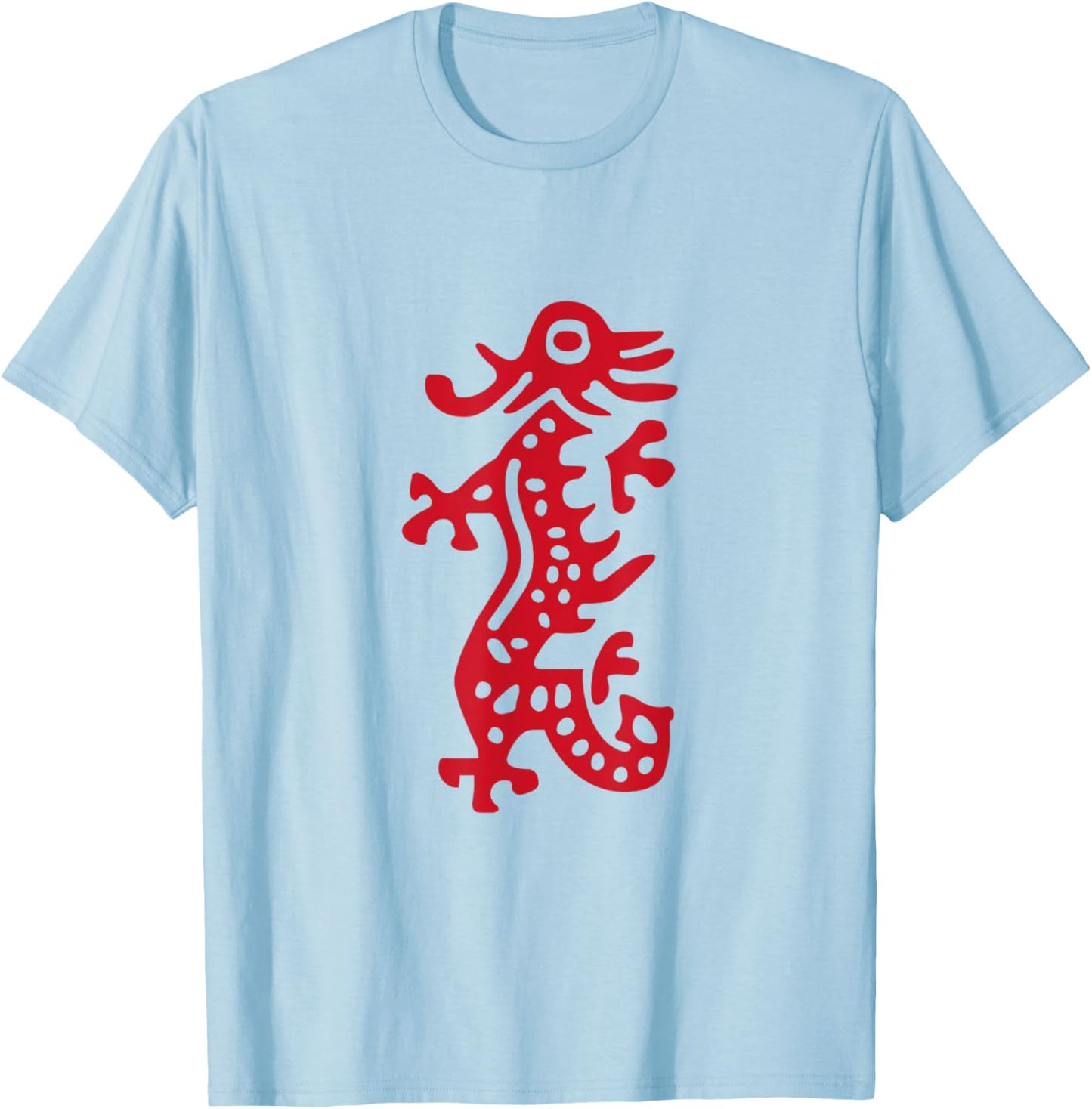 Chinese Mah Jong Red Dragon Tile Mahjong Costume T-Shirt - T-Shirt | Light Blue
