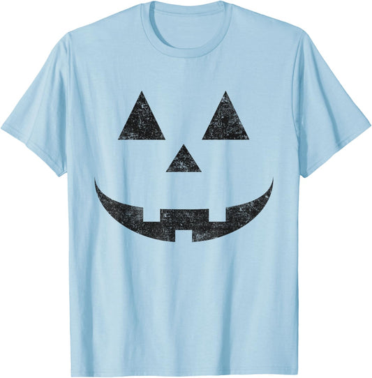 Vintage Pumpkin Face Jackolantern Jack O Lantern Halloween T-Shirt - T-Shirt | Light Blue