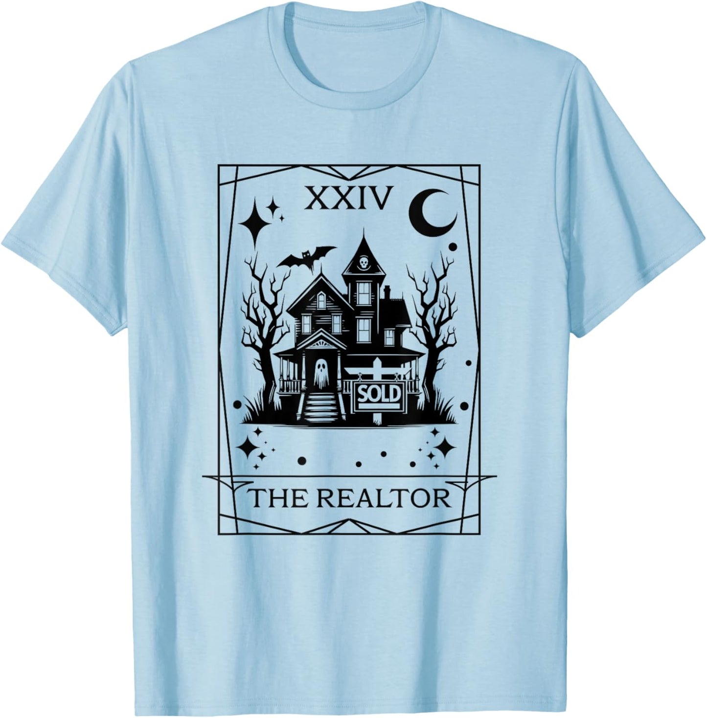 The Realtor Tarot Card Funny Halloween Real Estate Goth T-Shirt - T-Shirt | Light Blue