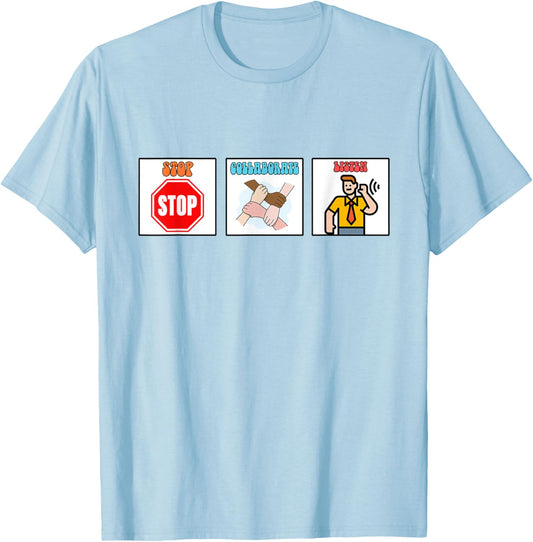 ABA Behavior Analyst SPED Teacher Stop Collaborate Listen T-Shirt - T-Shirt | Light Blue