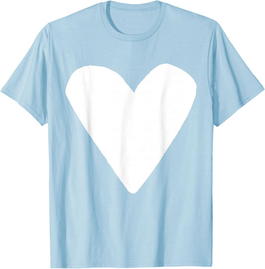 White Heart Pink T-Shirt - T-Shirt | Light Blue