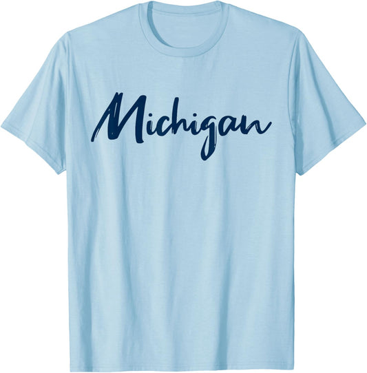 Michigan, Classic Print T-Shirt - T-Shirt | Light Blue