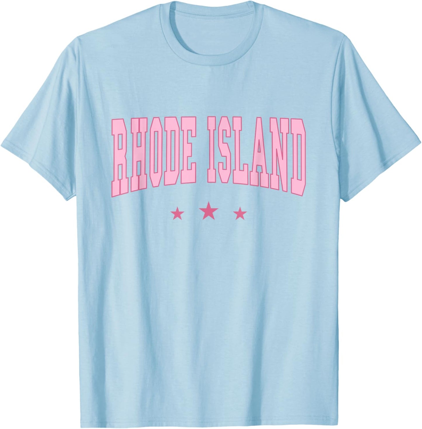 Rhode Island - Varsity Pink - Throwback Design - Classic T-Shirt - T-Shirt | Light Blue