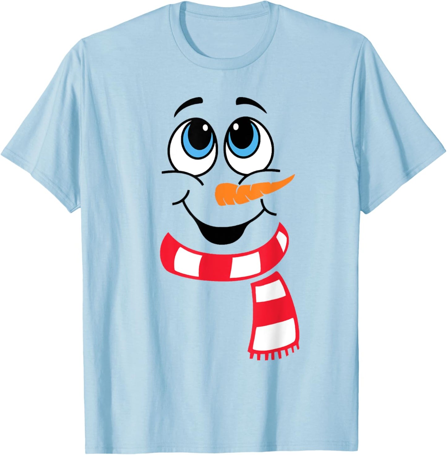Funny Snowman Face Xmas Pajamas Merry Christmas Men Boys T-Shirt - T-Shirt | Light Blue