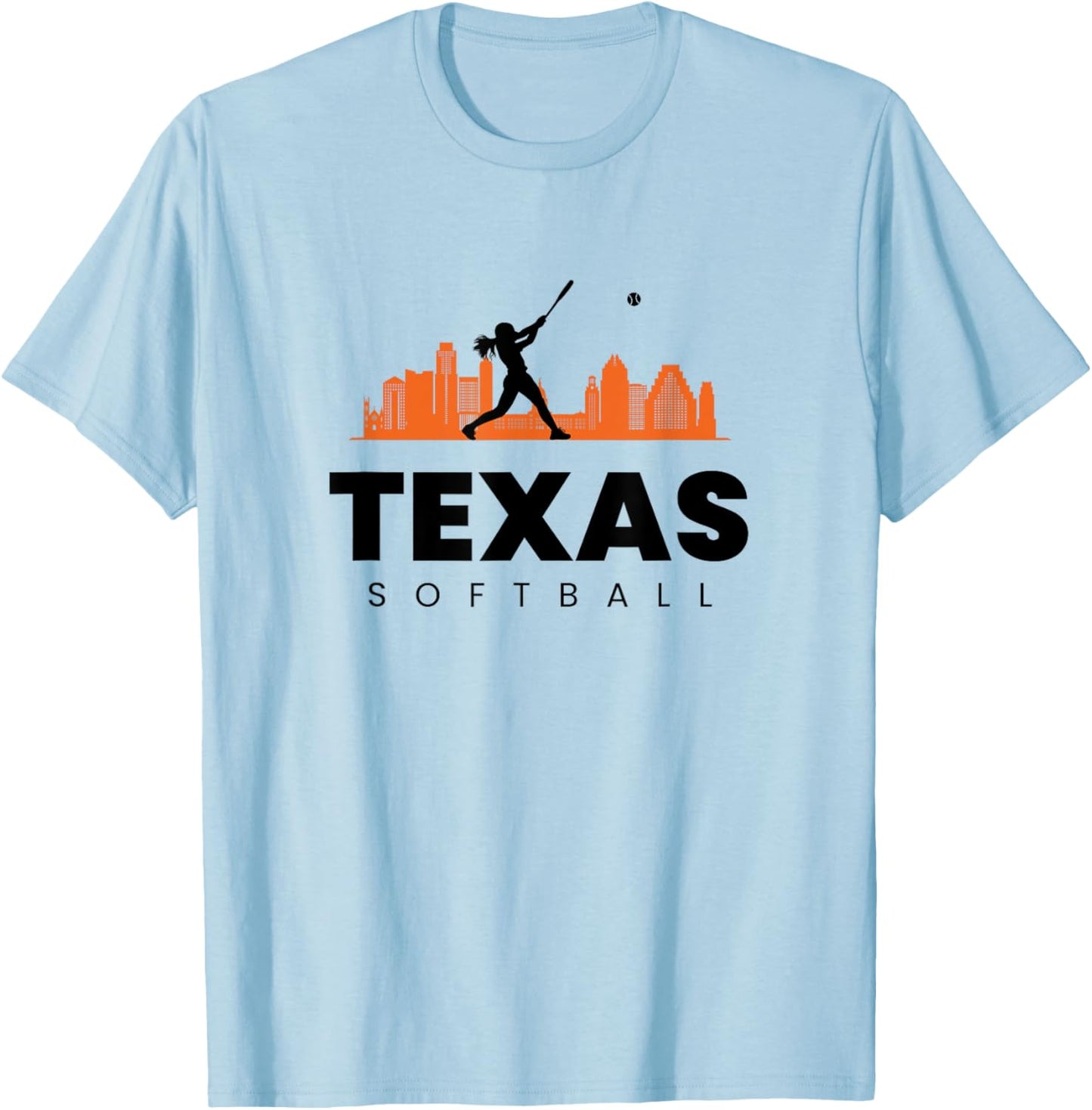 Texas Softball Vintage Minimalist City Retro Softball Lover T-Shirt - T-Shirt | Light Blue