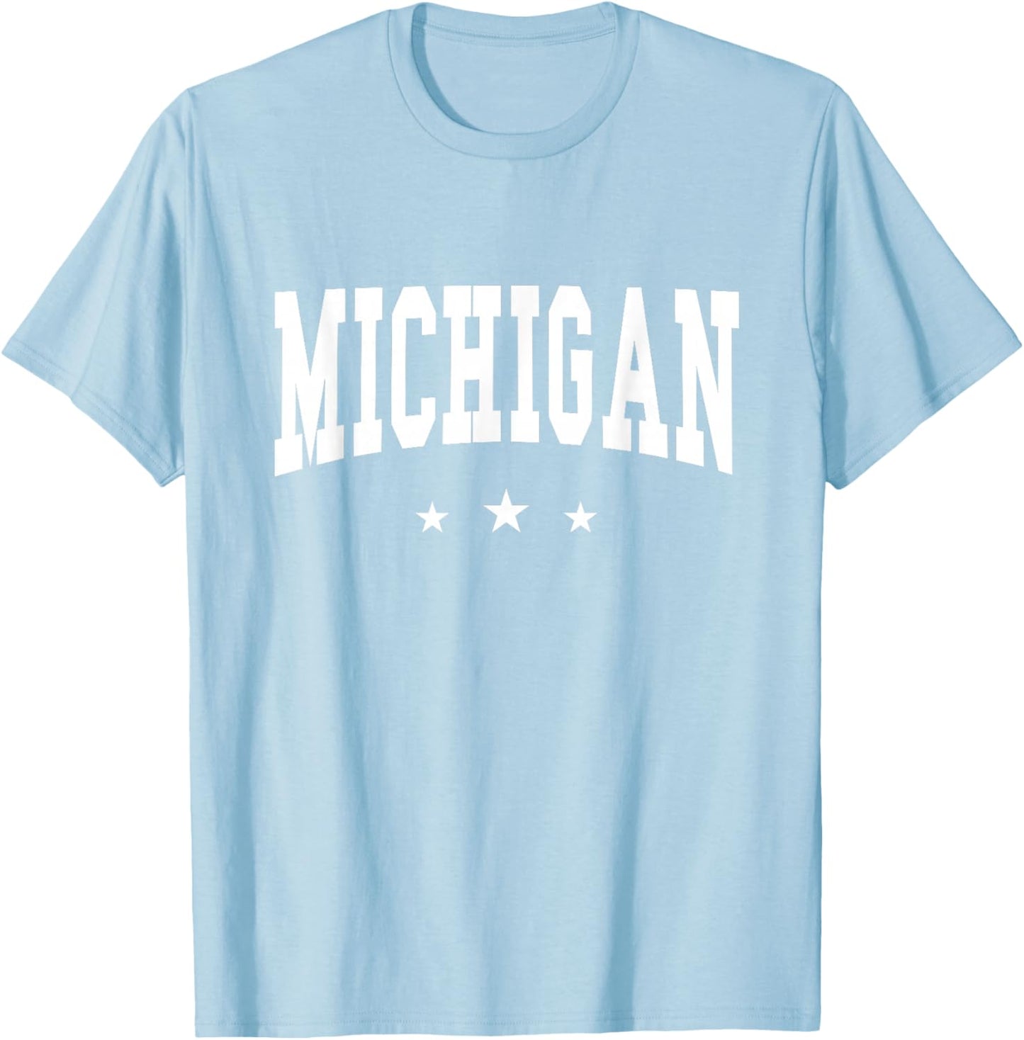 Michigan - Preppy Varsity Pink - Throwback Design - Classic T-Shirt - T-Shirt | Light Blue