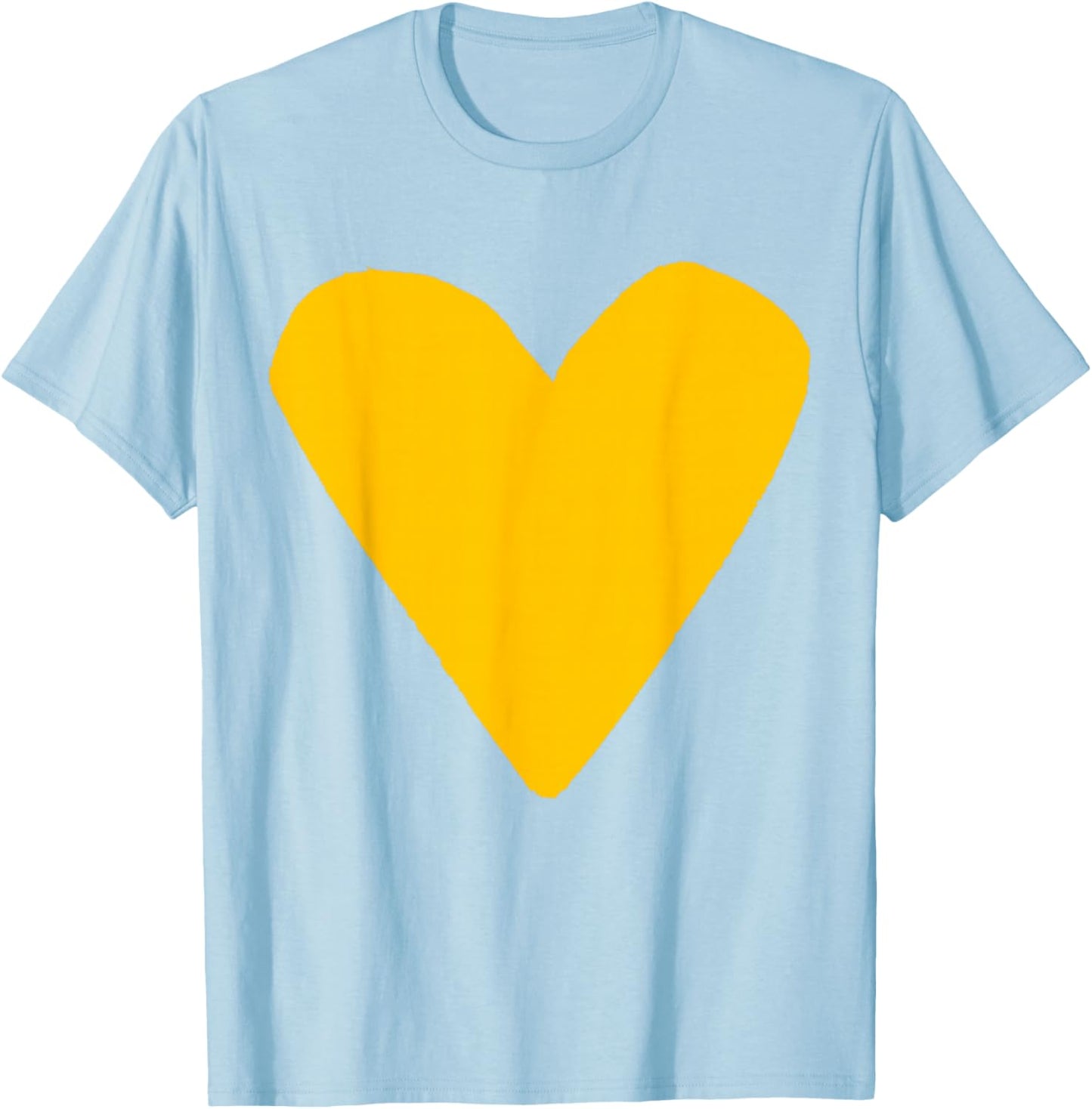 Yellow Orange Golden Heart Light Grey T-Shirt - T-Shirt | Light Blue