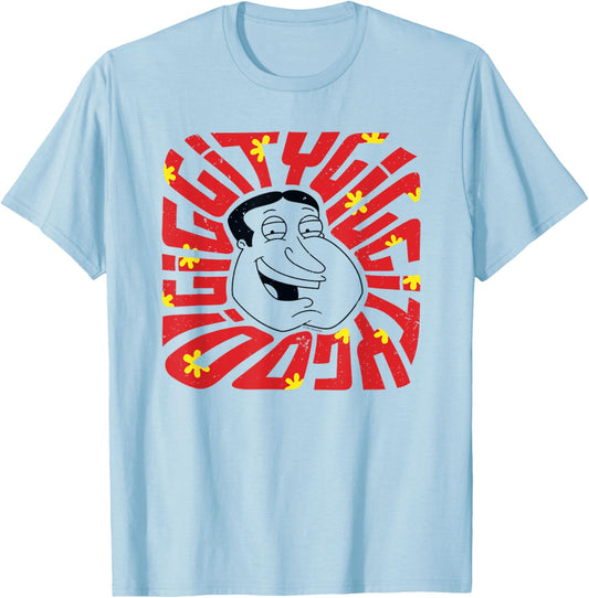 Family Guy Quagmire Groovy Giggity Giggity Goo Funny Cartoon T-Shirt - T-Shirt | Light Blue