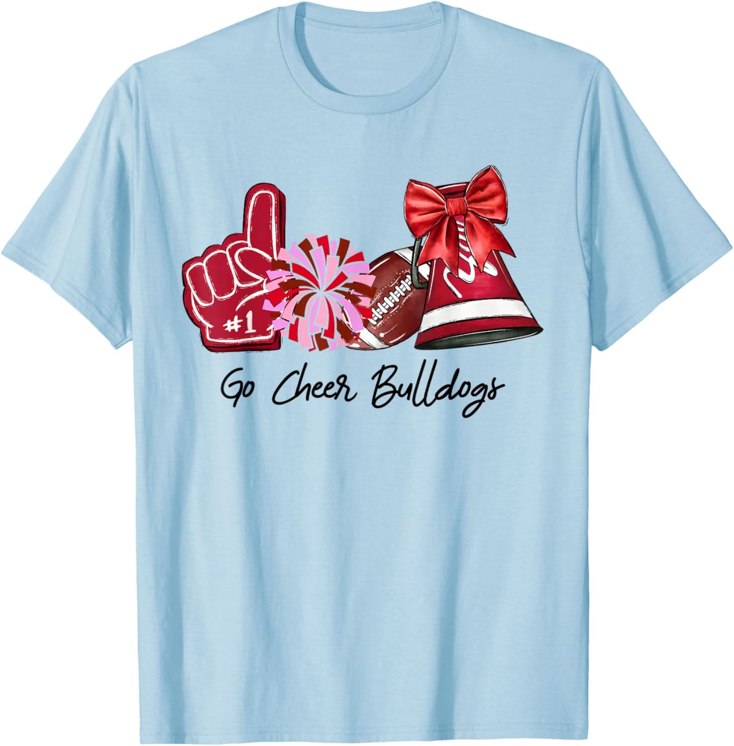 Go Cheer Bulldogs Sports Name Gifts Men Women Boy Girl T-Shirt - T-Shirt | Light Blue