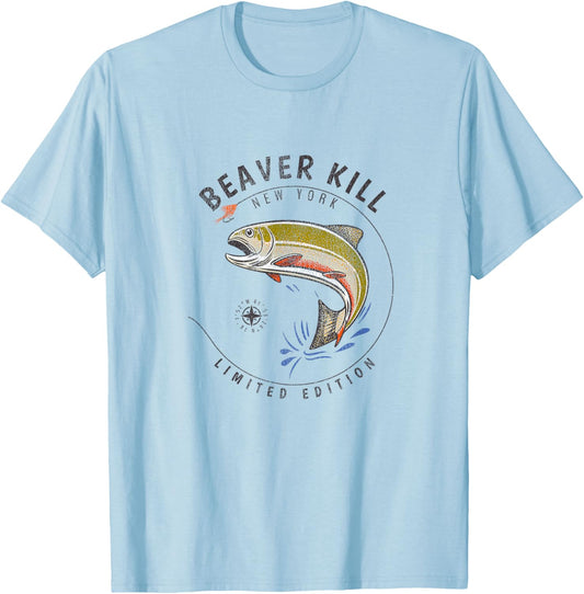 Beaverkill River New York Fly Fishing Souvenir Beaverkill T-Shirt - T-Shirt | Light Blue