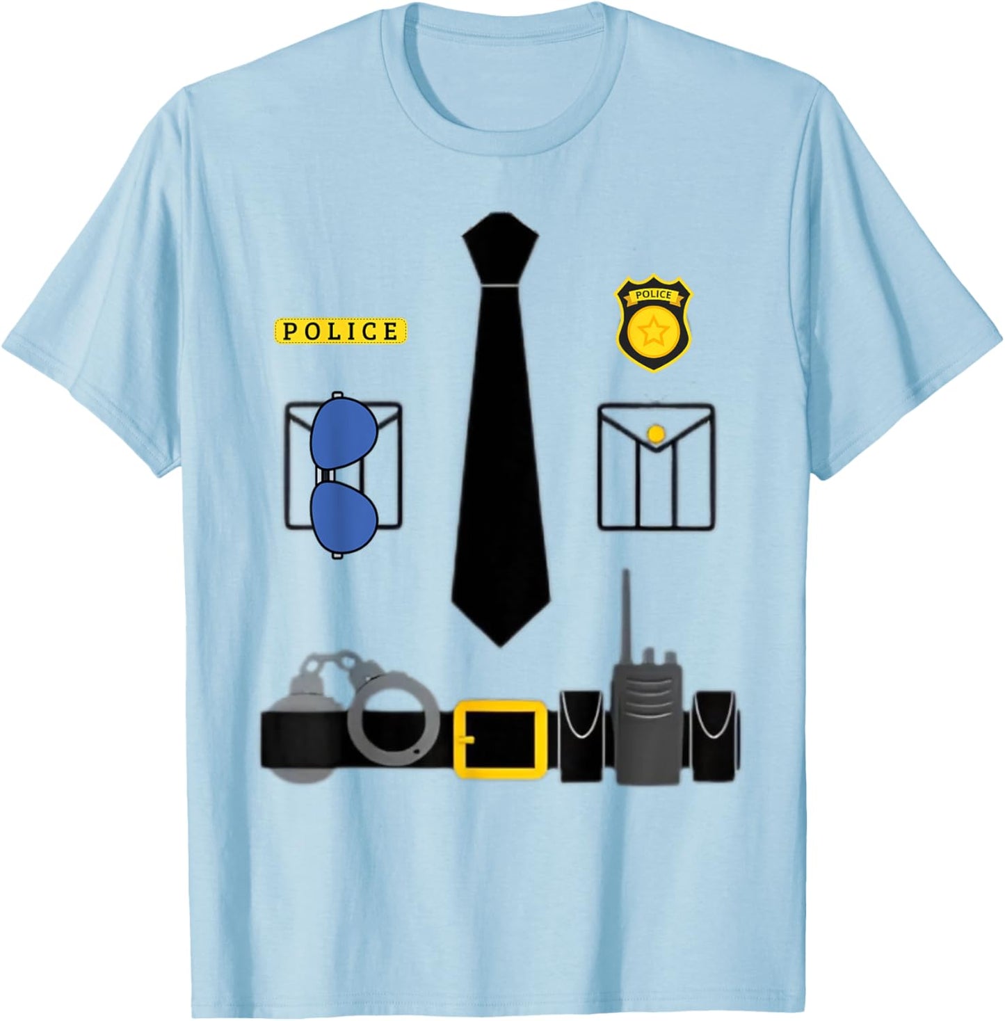 Halloween Policeman Costume Halloween Police Officer Costume T-Shirt - T-Shirt | Light Blue