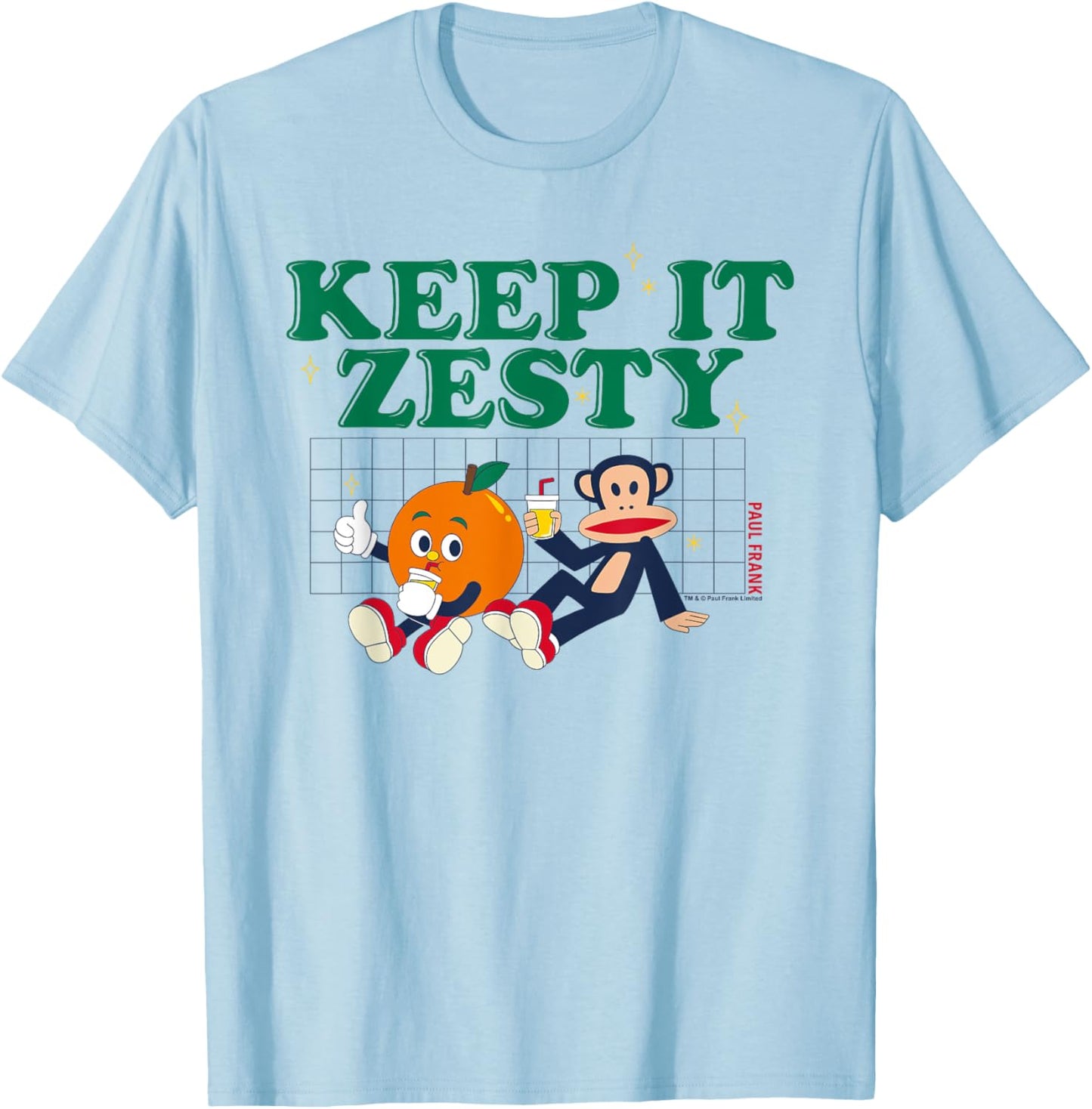 Paul Frank Keep It Zesty Orange Lemon Julius Monkey T-Shirt - T-Shirt | Light Blue