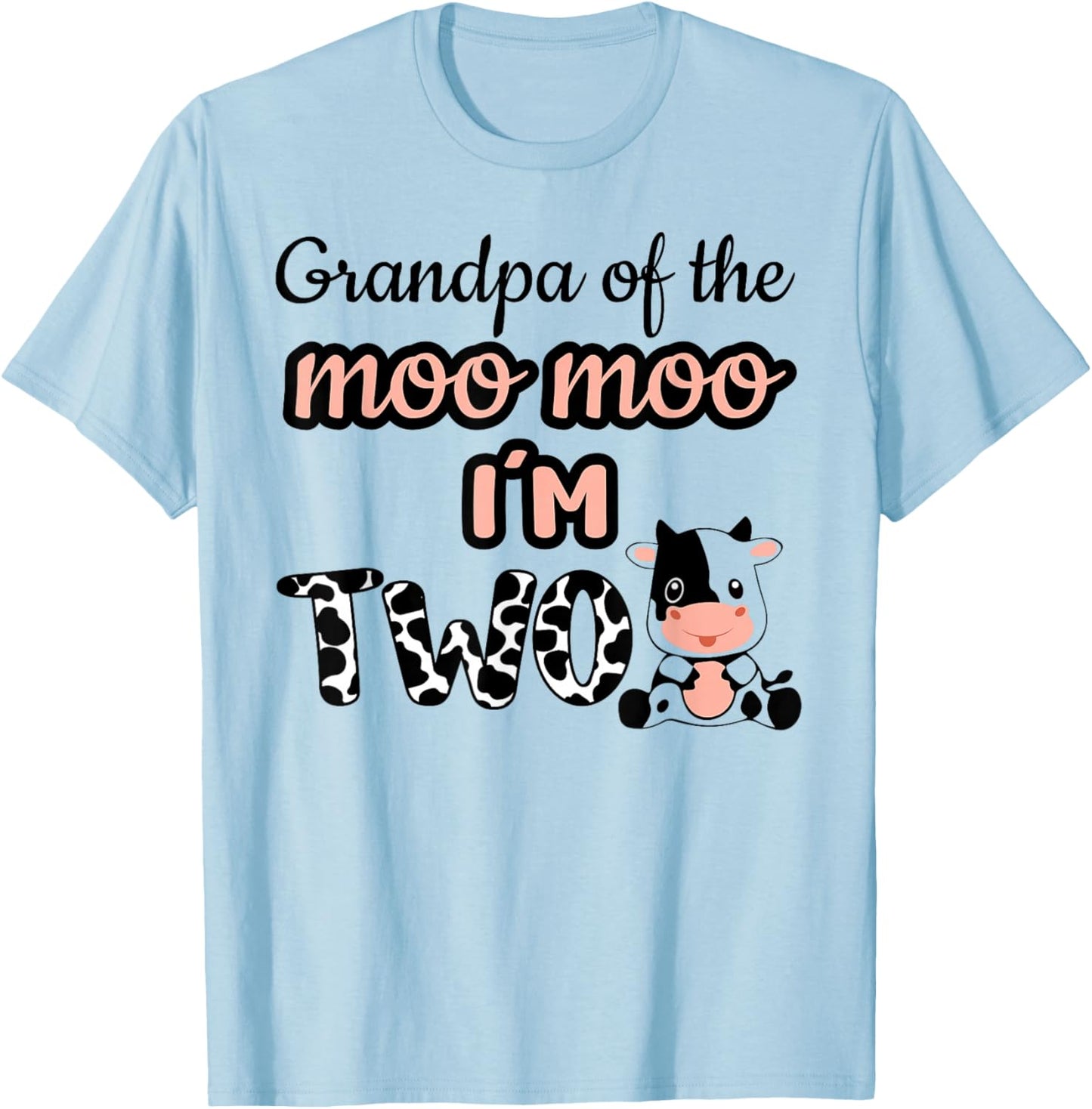 Grandpa of the Moo Moo I'm Two Cow Farm Animal 2nd Birthday T-Shirt - T-Shirt | Light Blue