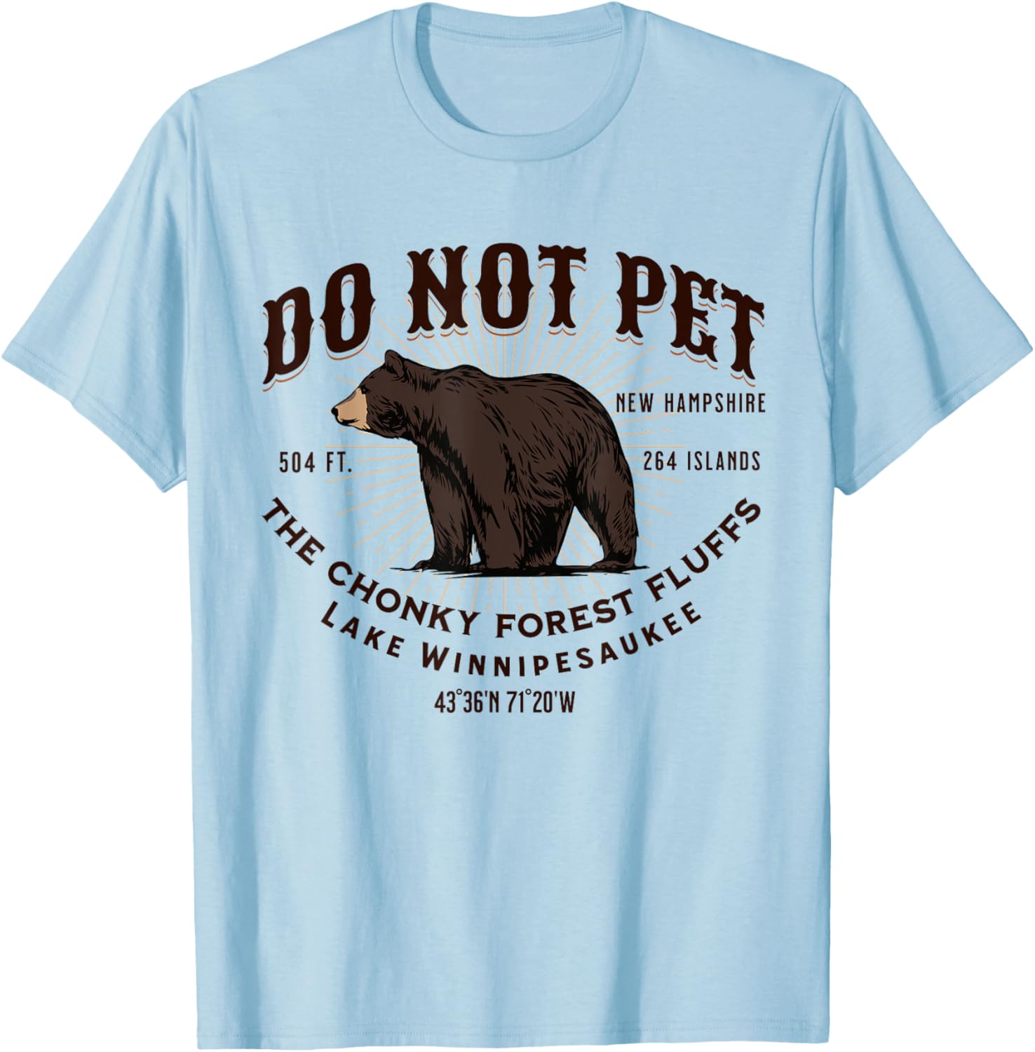Lake Winnipesaukee New Hampshire Black Bear Funny Souvenir T-Shirt - T-Shirt | Light Blue