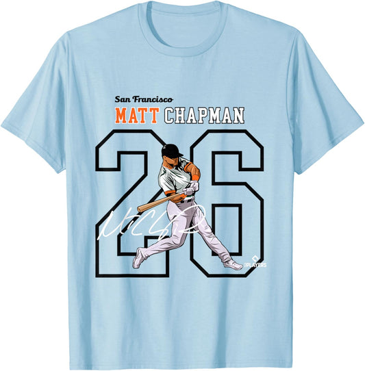 Matt Chapman | San Francisco Baseball Players | MLBMCN3004 T-Shirt - T-Shirt | Light Blue