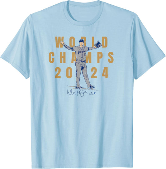 Walker Buehler - The Final Out - Los Angeles Baseball Champs T-Shirt - T-Shirt | Light Blue