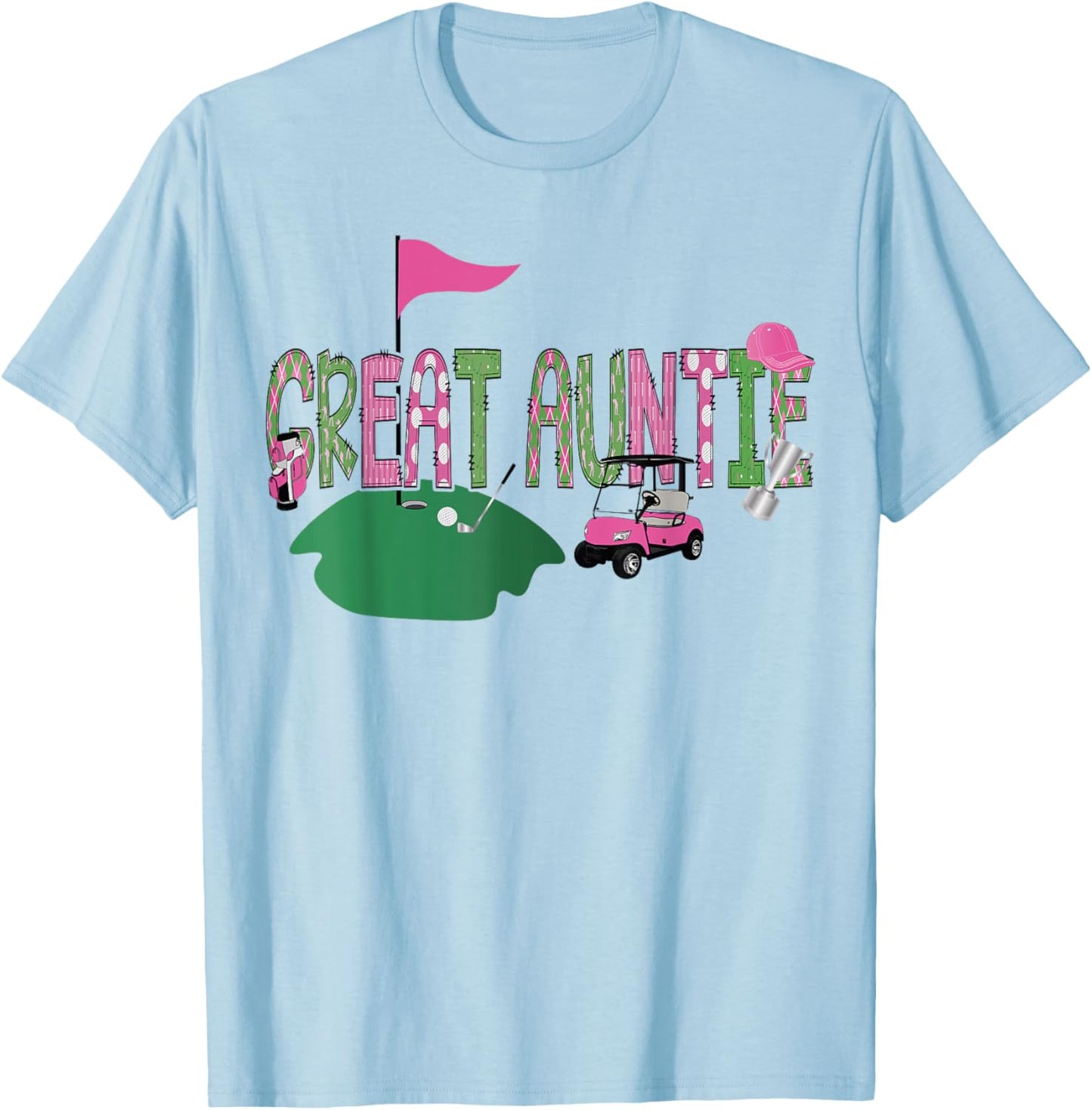 Golf Great Auntie Hole In One Golf 1St Birthday Party T-Shirt - T-Shirt | Light Blue