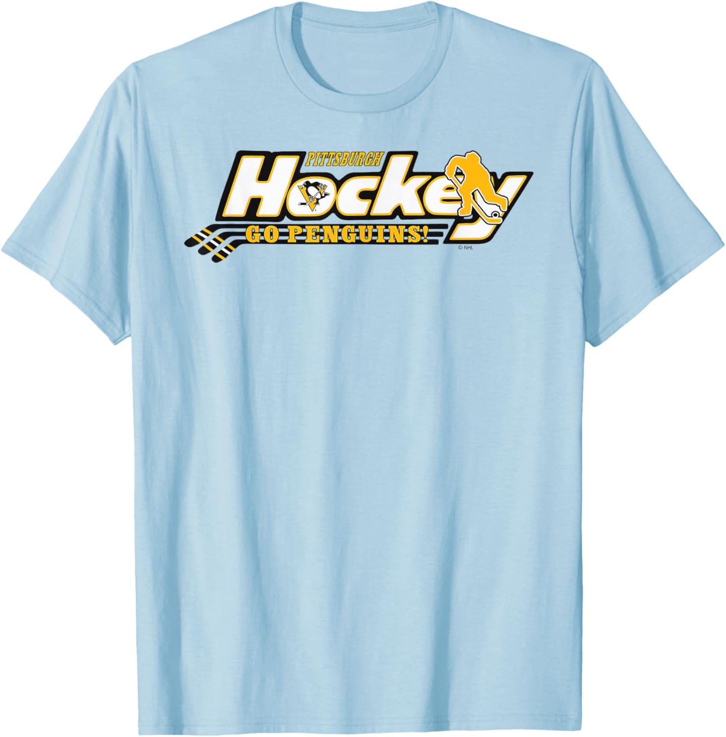 Pittsburgh Penguins Hockey Gray Officially Licensed T-Shirt - T-Shirt | Light Blue