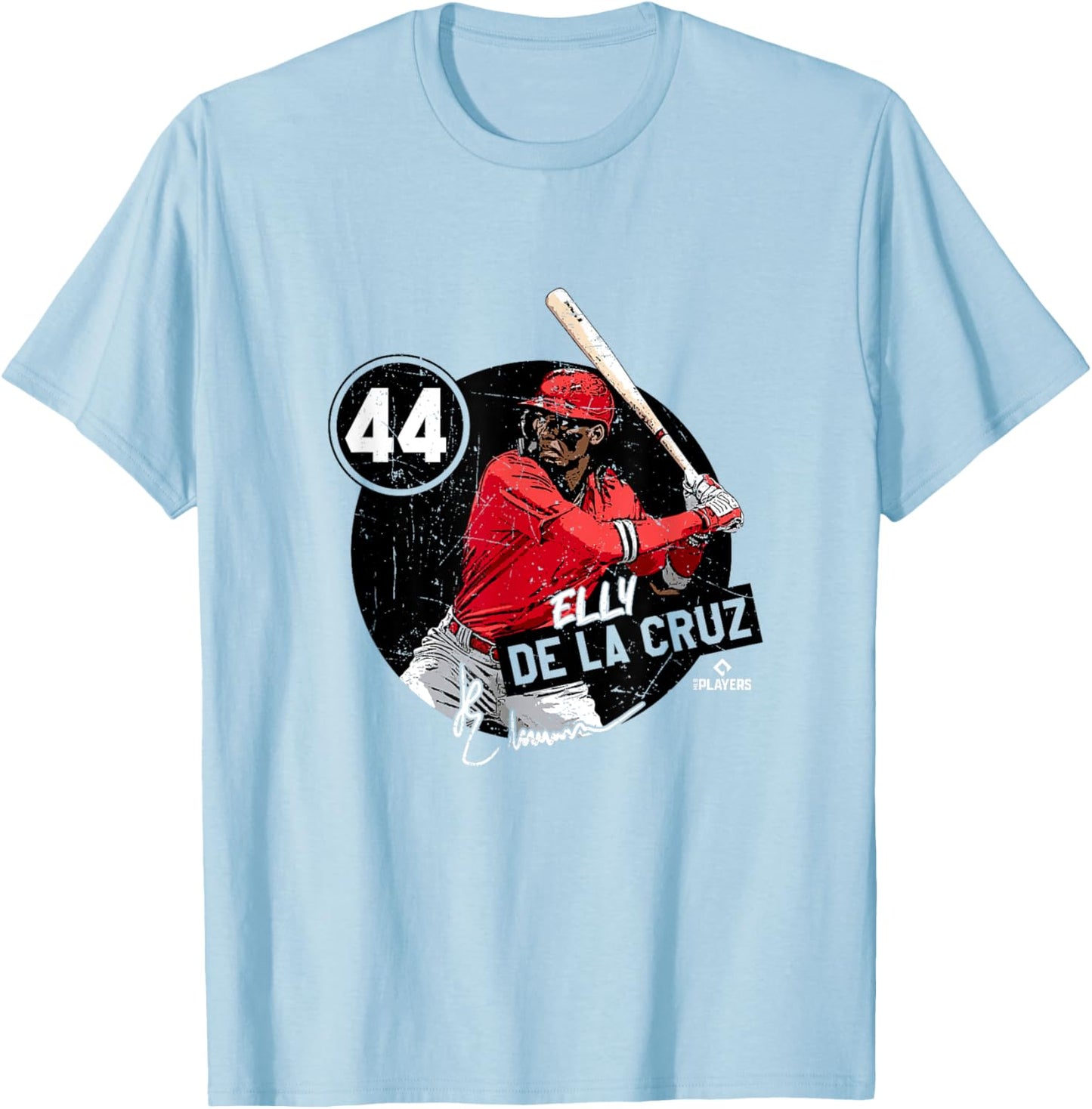 Elly De La Cruz | Cincinnati MLBPA - Red, Small, -Adult, Short Sleeve, Classic Fit, Polyester, Letter Print, Game Theme T-Shirt - T-Shirt | Light Blue