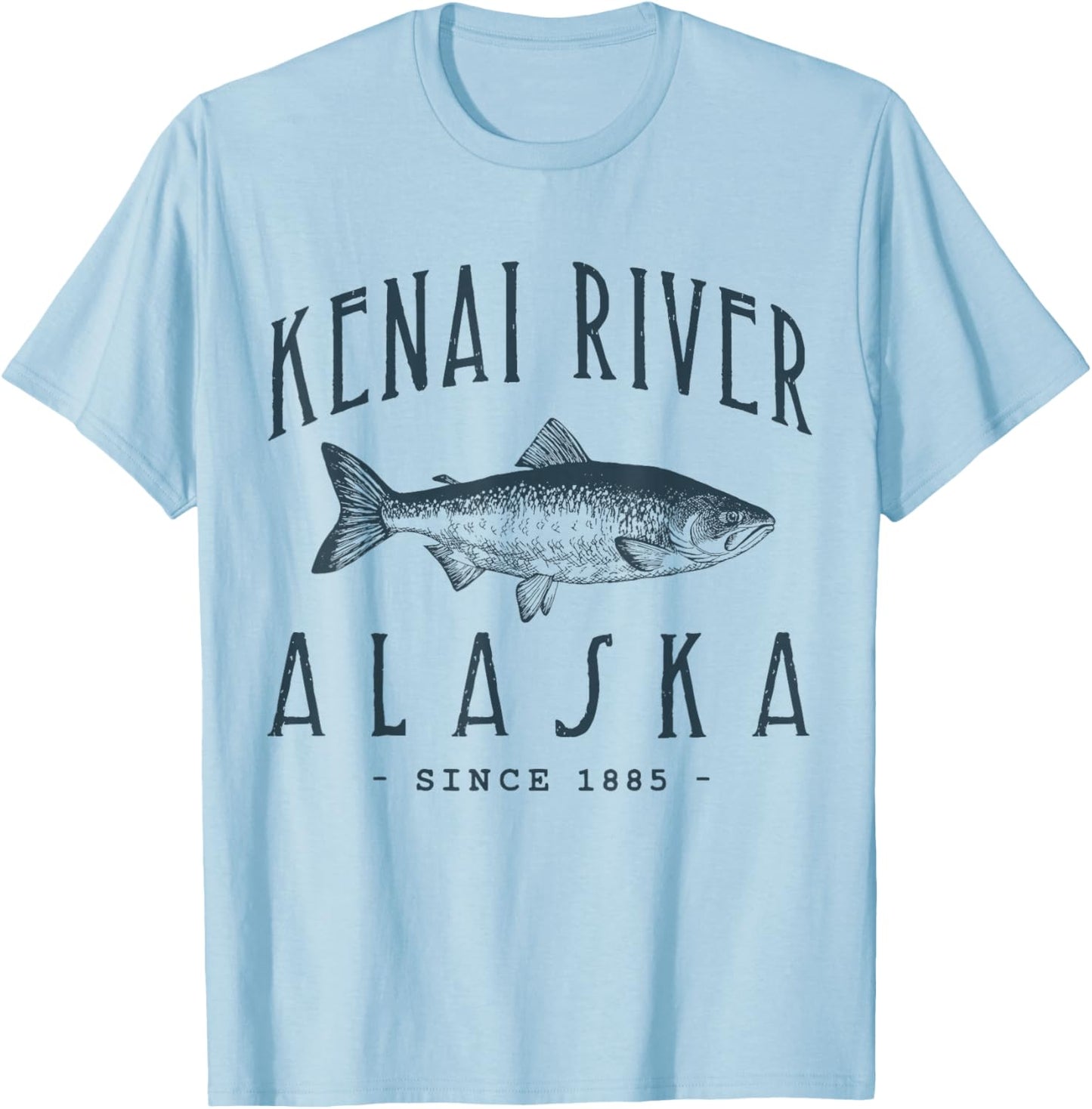 KENAI RIVER ALASKA, a Fishing Retro Design T-Shirt - T-Shirt | Light Blue