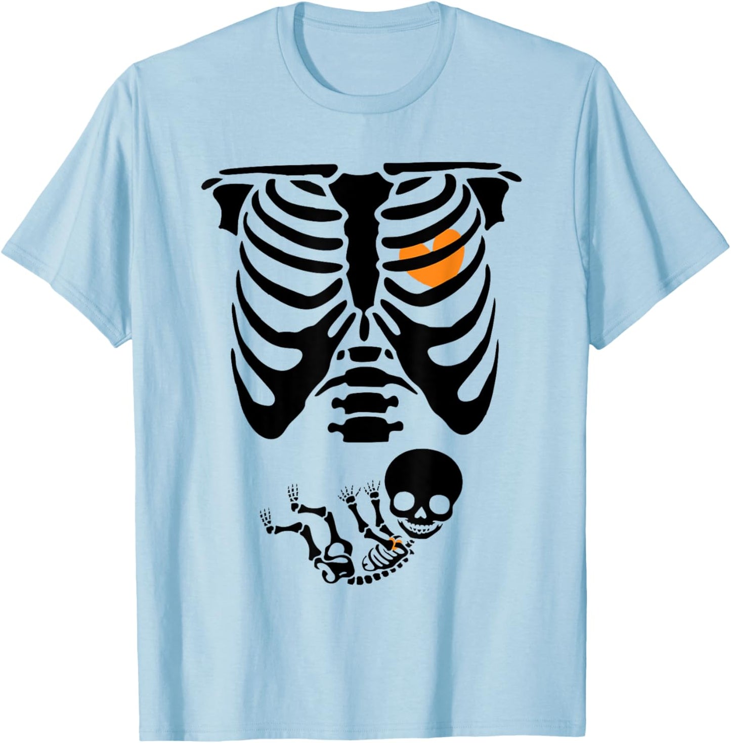 Skeleton Pregnancy Halloween Spooky Mom To Be Baby Reveal T-Shirt - T-Shirt | Light Blue