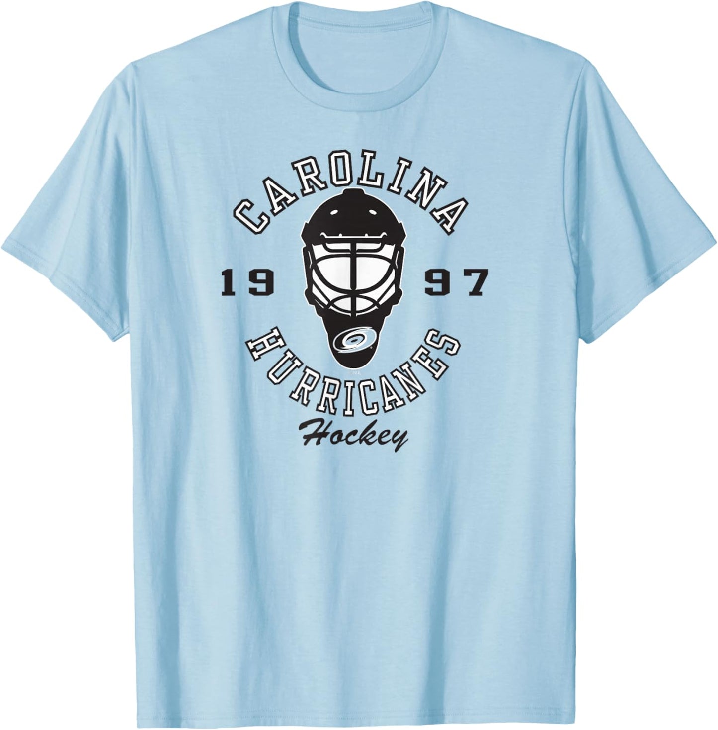 Carolina Hurricanes Hockey Mask Red Officially Licensed T-Shirt - T-Shirt | Light Blue