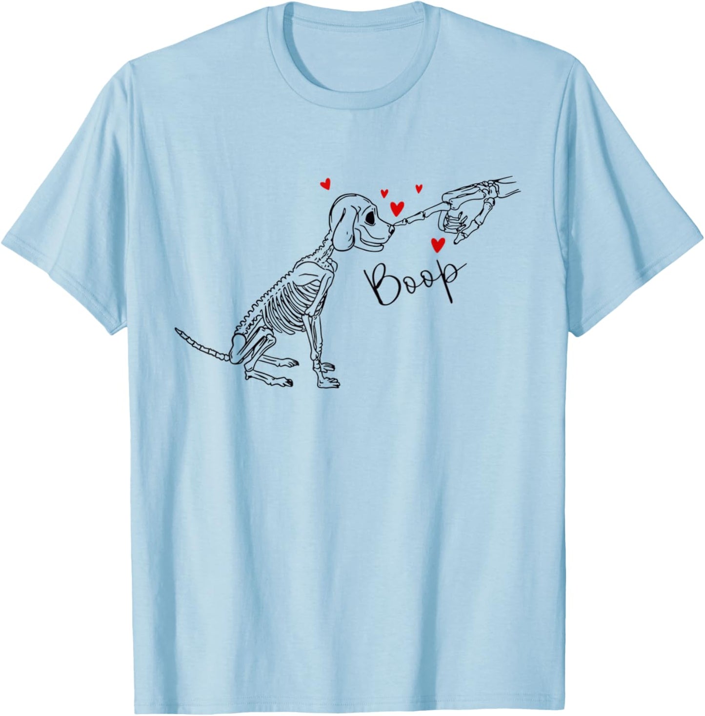 Dog Skeleton Boop Dog Funny Halloween Girl Men Women T-Shirt - T-Shirt | Light Blue