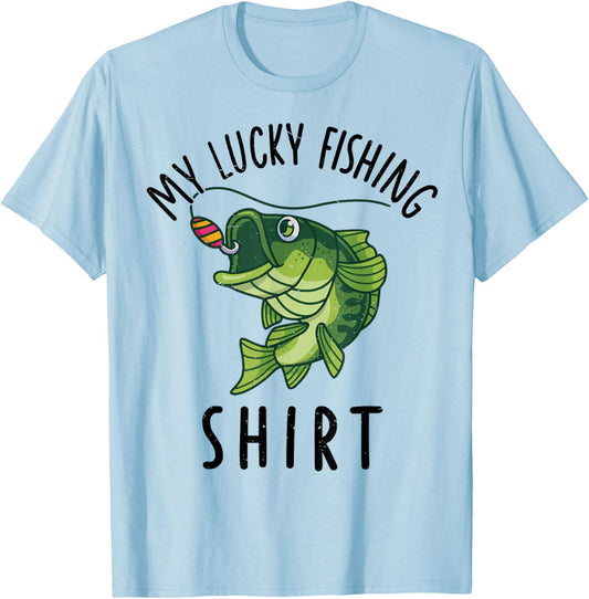 My Lucky Fishing-Shirt Youth Boy Toddler Funny Graphic T-Shirt - T-Shirt | Light Blue