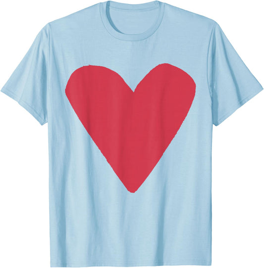 Red Heart Light Gray T-Shirt - T-Shirt | Light Blue