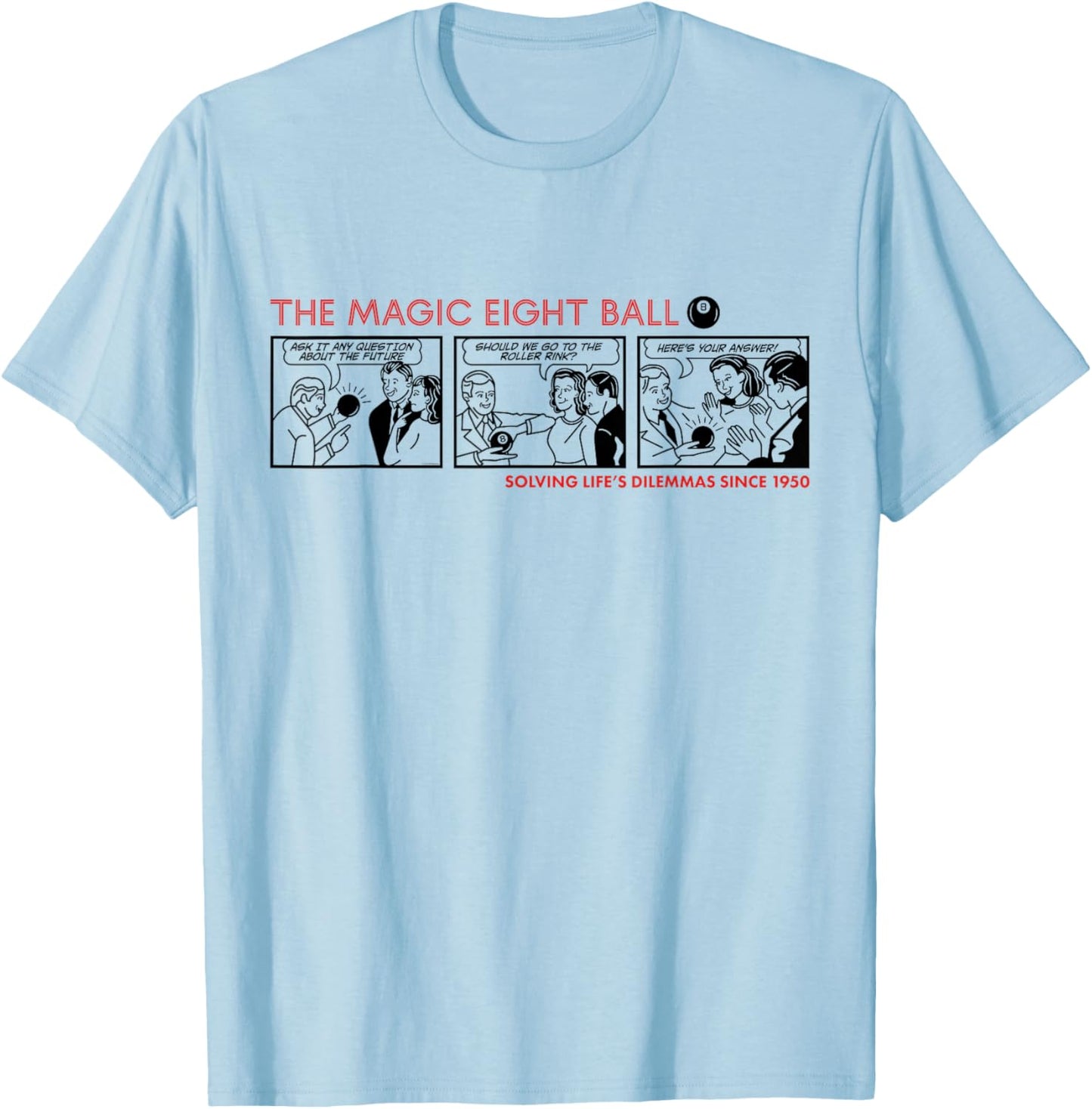Magic 8 Ball Vintage Comic Panels T-Shirt - T-Shirt | Light Blue