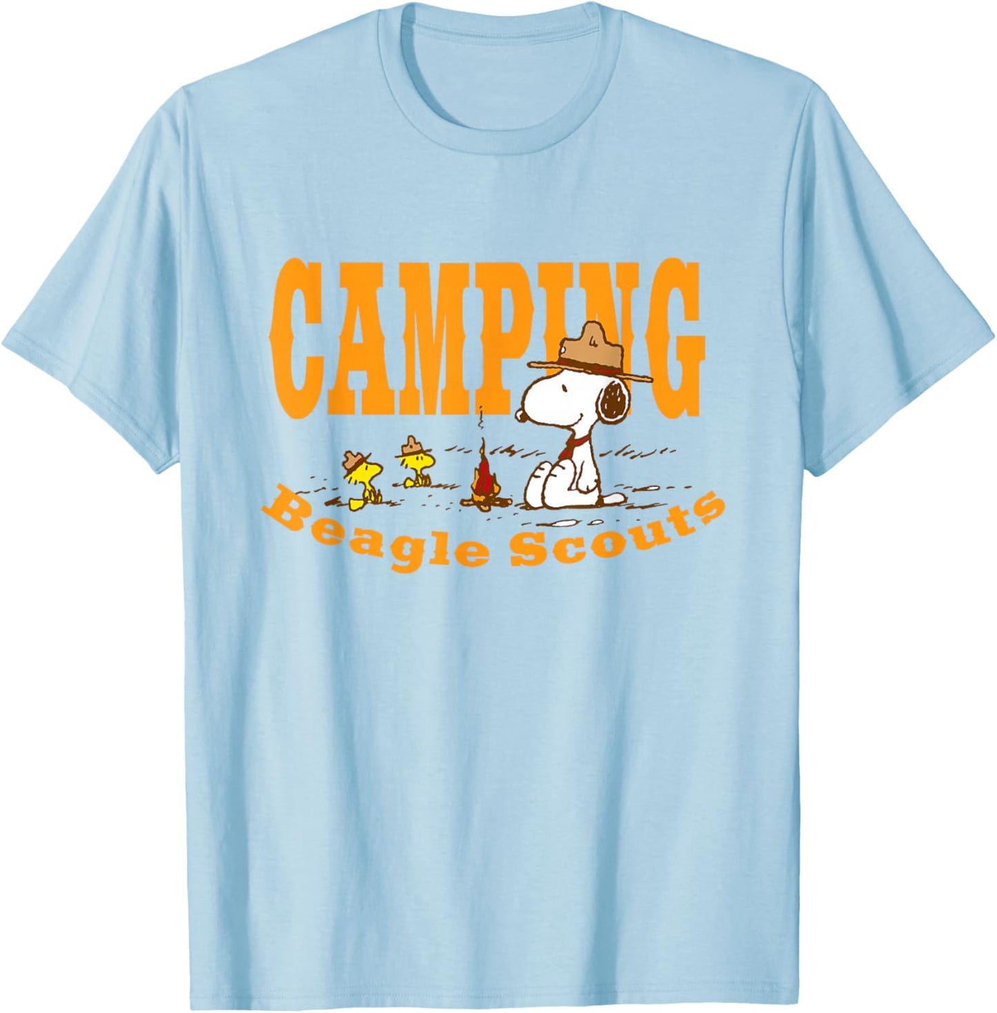 Peanuts Snoopy Woodstock Camping Beagle Scouts T-Shirt - T-Shirt | Light Blue