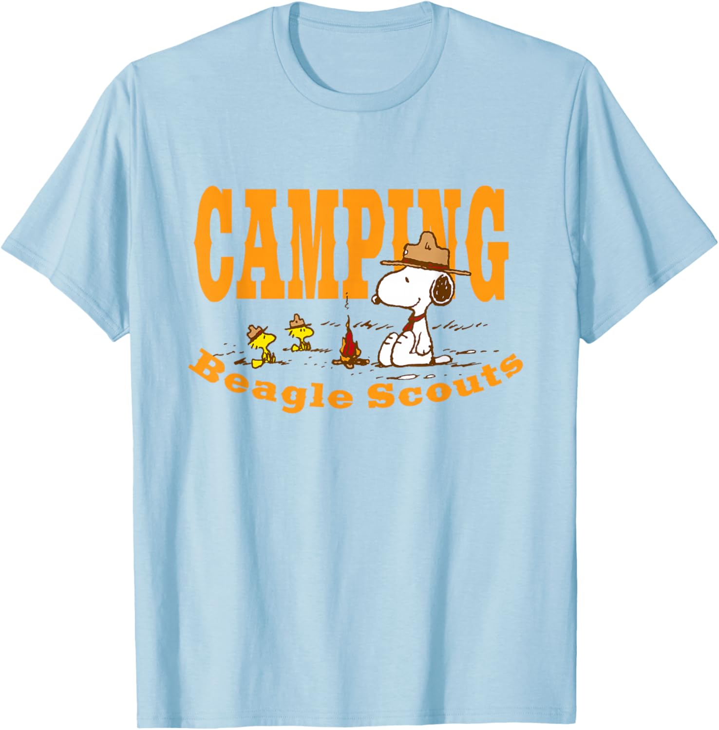 Peanuts Snoopy Woodstock Camping Beagle Scouts T-Shirt - T-Shirt | Light Blue