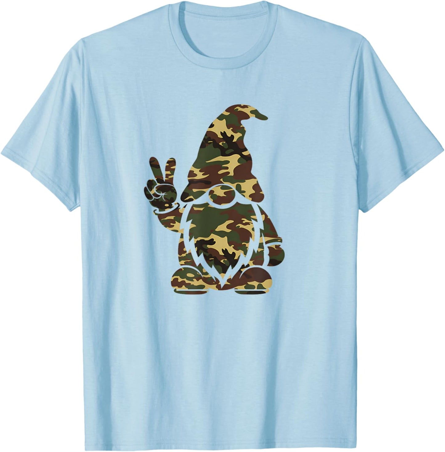 Hello Hunting Season Christmas Camouflage Camo Gnome Lover T-Shirt - T-Shirt | Light Blue