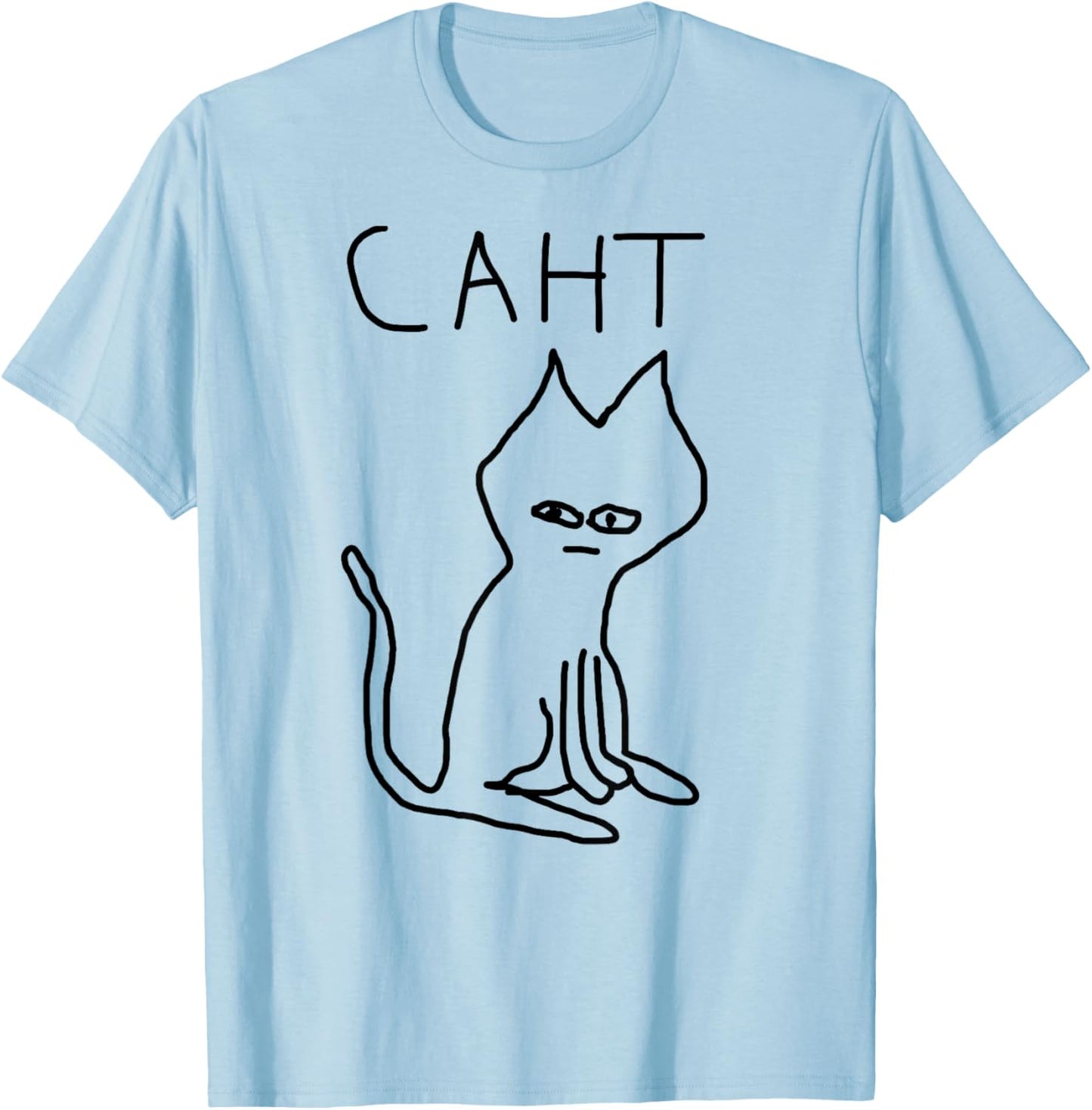 Caht Meme Terribly Drawn Cringe Cat Graphic Weird Absurd T-Shirt - T-Shirt | Light Blue