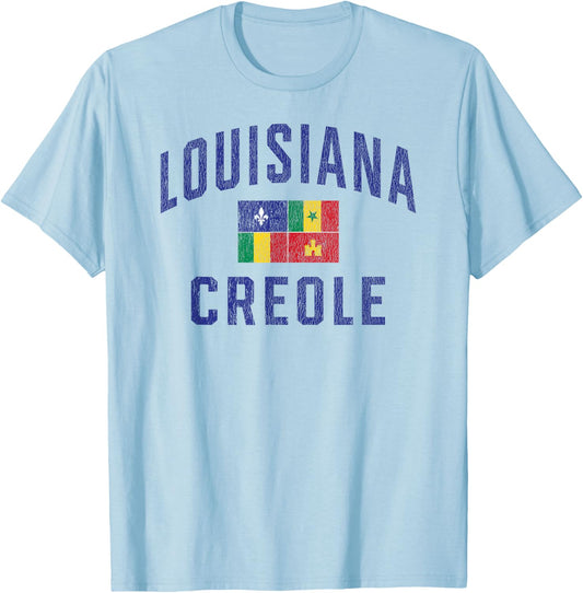 Louisiana Creole Flag Vintage T-Shirt - T-Shirt | Light Blue