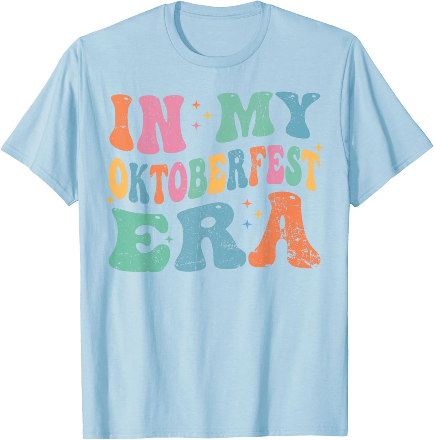 In My Oktoberfest Era Day Drinking Beer Love Retro Groovy T-Shirt - T-Shirt | Light Blue