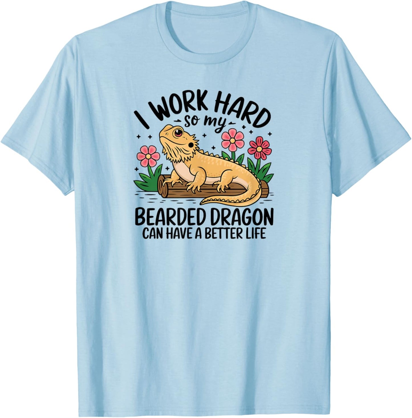 Bearded Dragon Lizard Lover Funny Breaded Dragon T-Shirt - T-Shirt | Light Blue