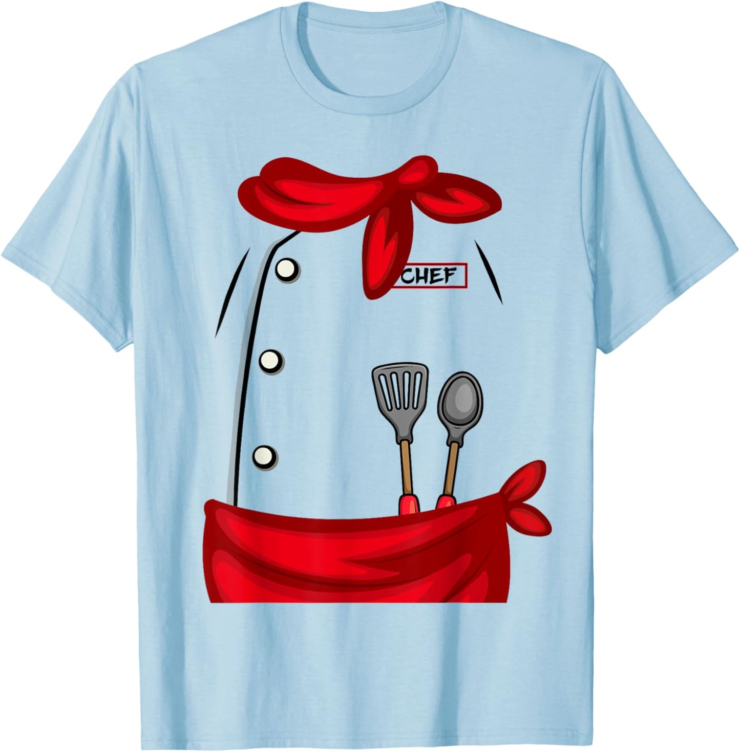 Funny Chef Uniform Cosplay DIY Costume Happy Halloween Day T-Shirt - T-Shirt | Light Blue