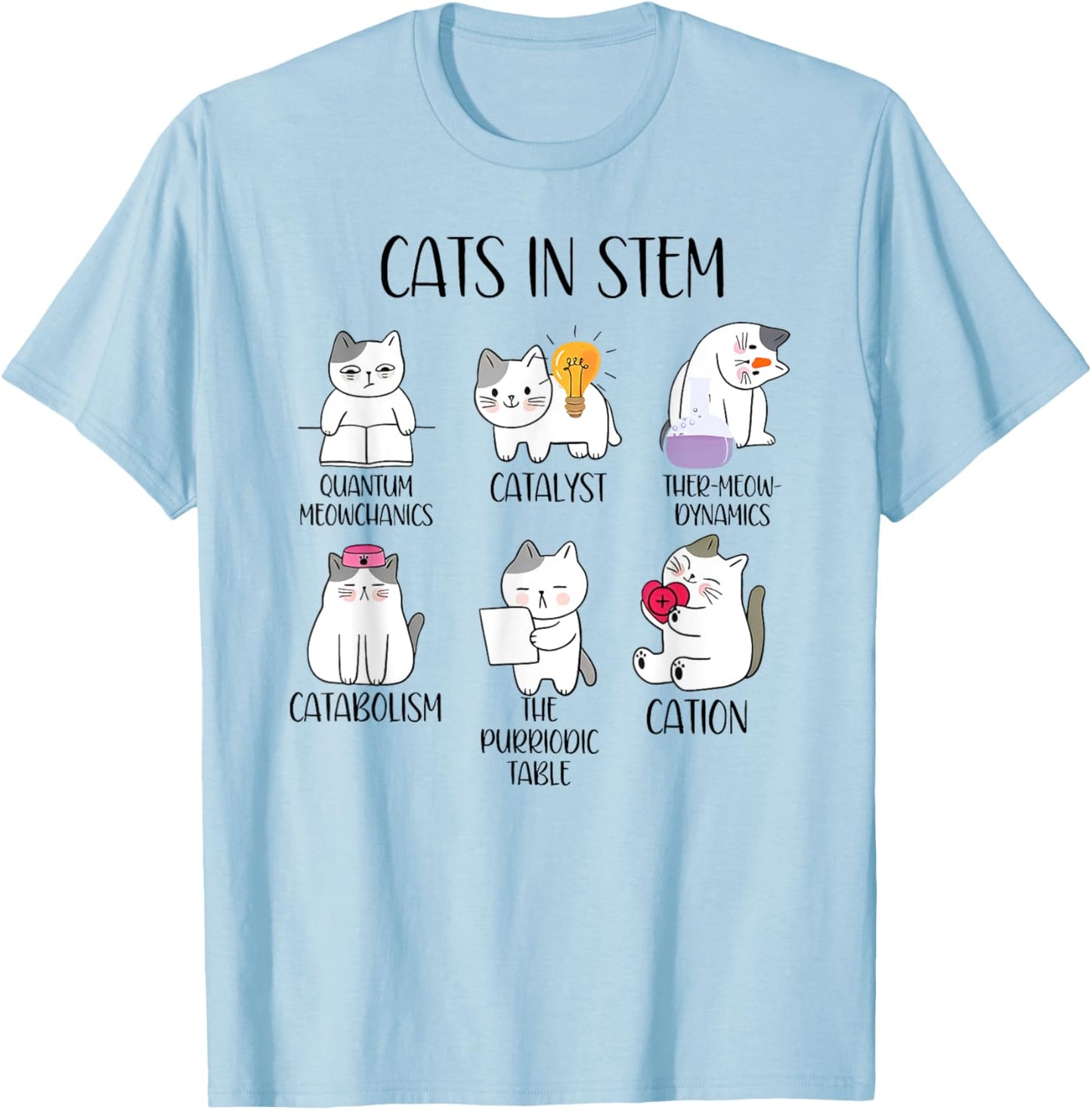 cats in stem funny science meme scientist nerd cat lover Men Women T-Shirt - T-Shirt | Light Blue