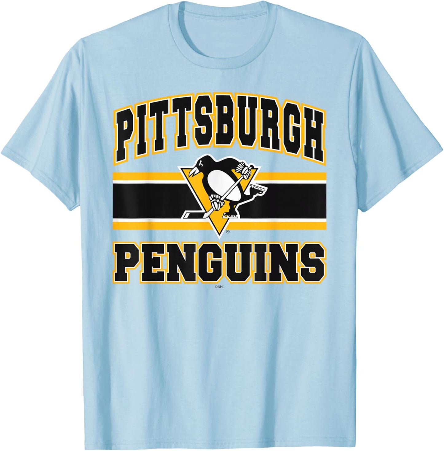 Pittsburgh Penguins Stripe Gray Officially Licensed T-Shirt - T-Shirt | Light Blue