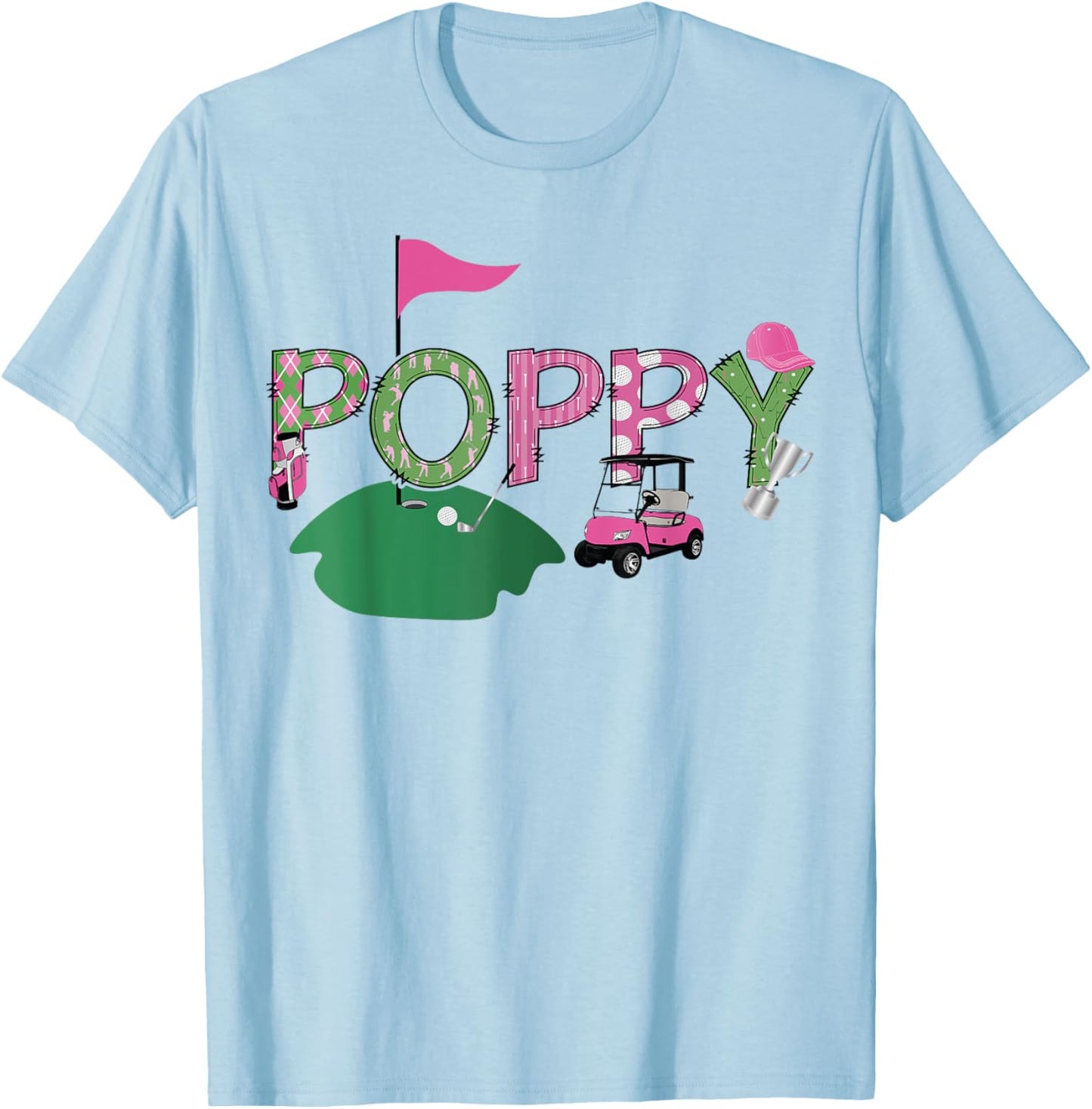 Golf Poppy Hole In One Golf 1St Birthday Party T-Shirt - T-Shirt | Light Blue