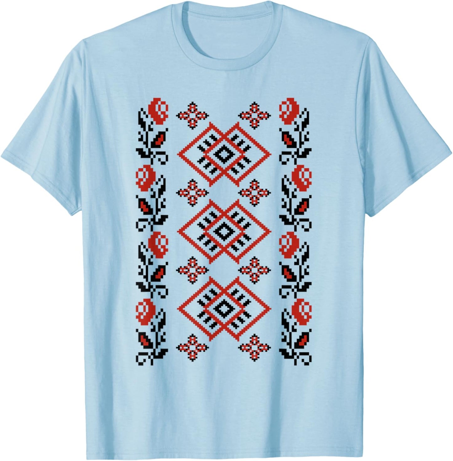 Noi Suntem Romani Traditional Romanian Folk Art Motifs T-Shirt - T-Shirt | Light Blue
