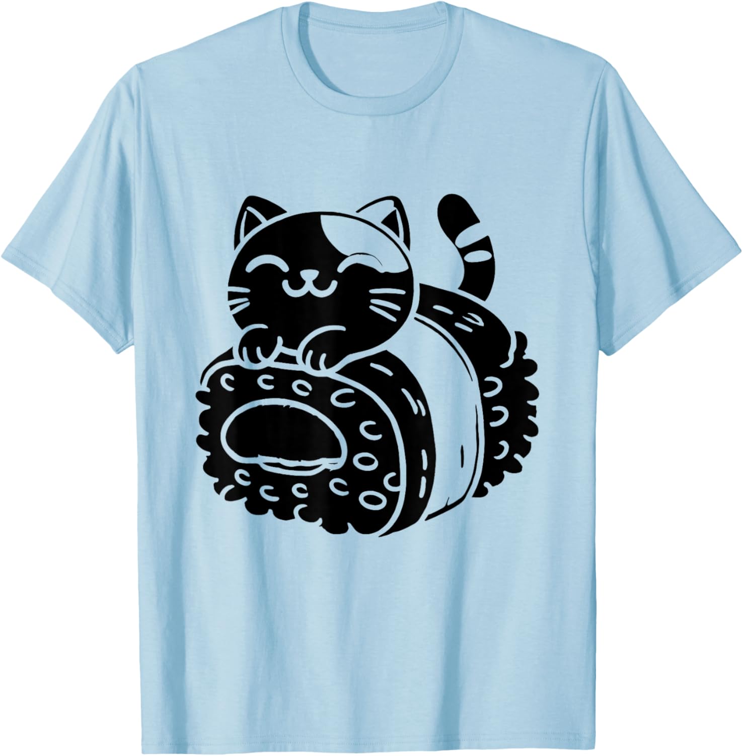 Kawaii Cat Musubi Hawaii Japanese Food Rice T-Shirt - T-Shirt | Light Blue