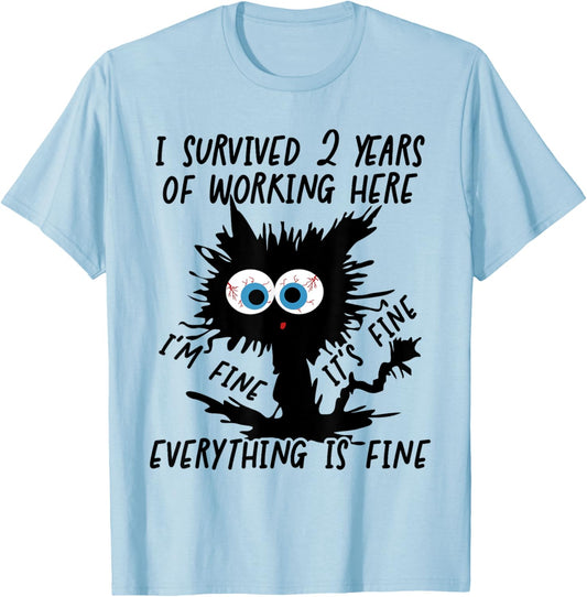 I Survived 2 Years Of Working Here T-Shirt - T-Shirt | Light Blue