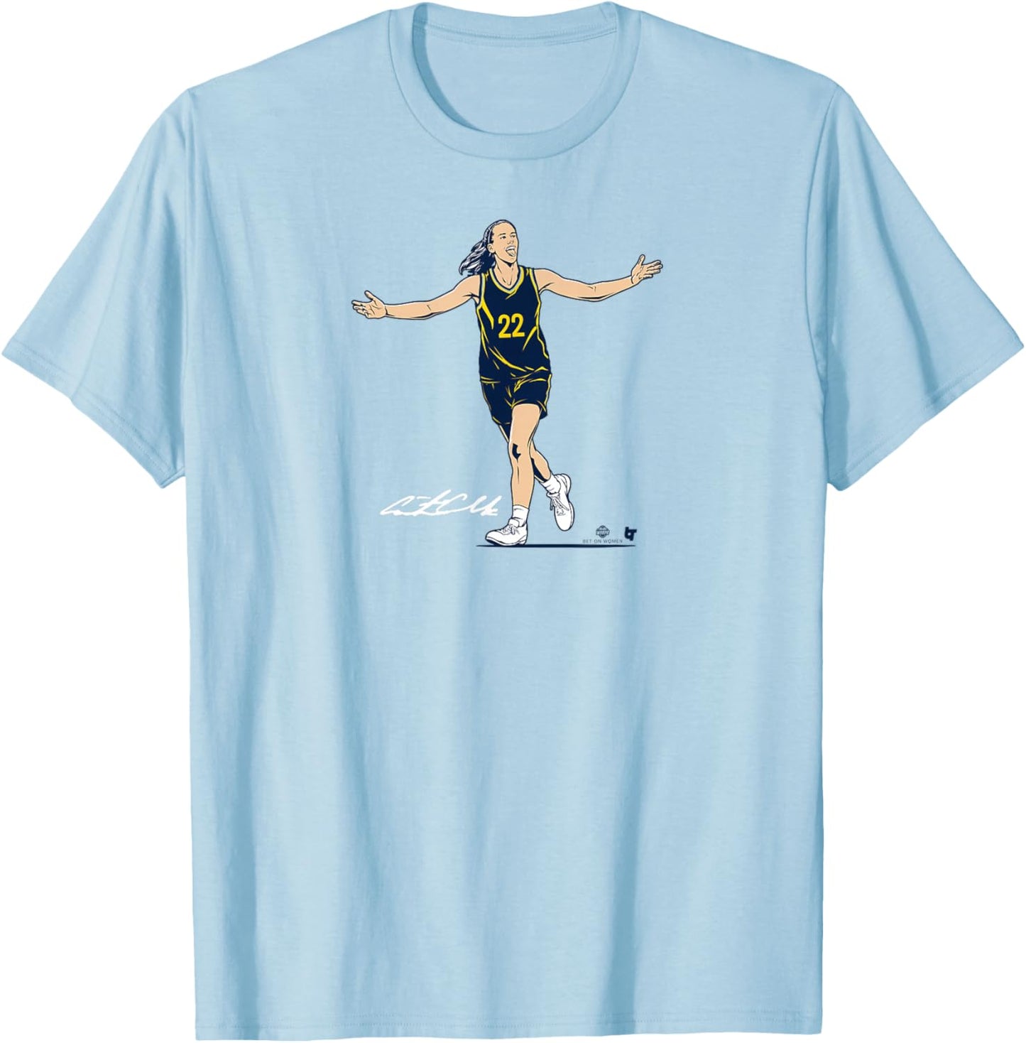 Caitlin Clark: Superstar Pose - Indiana Basketball T-Shirt - T-Shirt | Light Blue