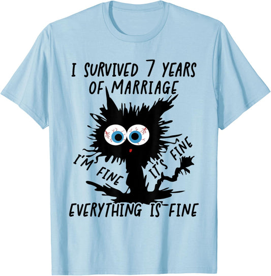 Copper Wedding I Survived 7 Years Of Marriage T-Shirt - T-Shirt | Light Blue