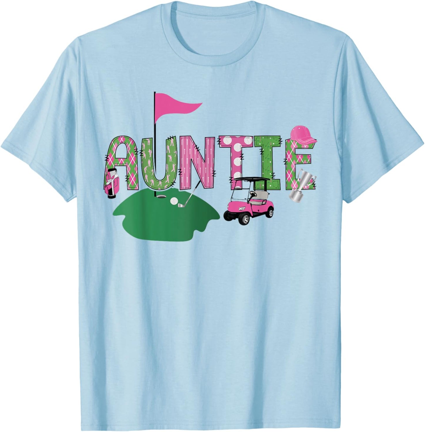 Golf Auntie Hole In One Golf 1St Birthday Party T-Shirt - T-Shirt | Light Blue