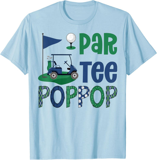 Par- PopPop Golf Lover Birthday Party Family Matching T-Shirt - T-Shirt | Light Blue