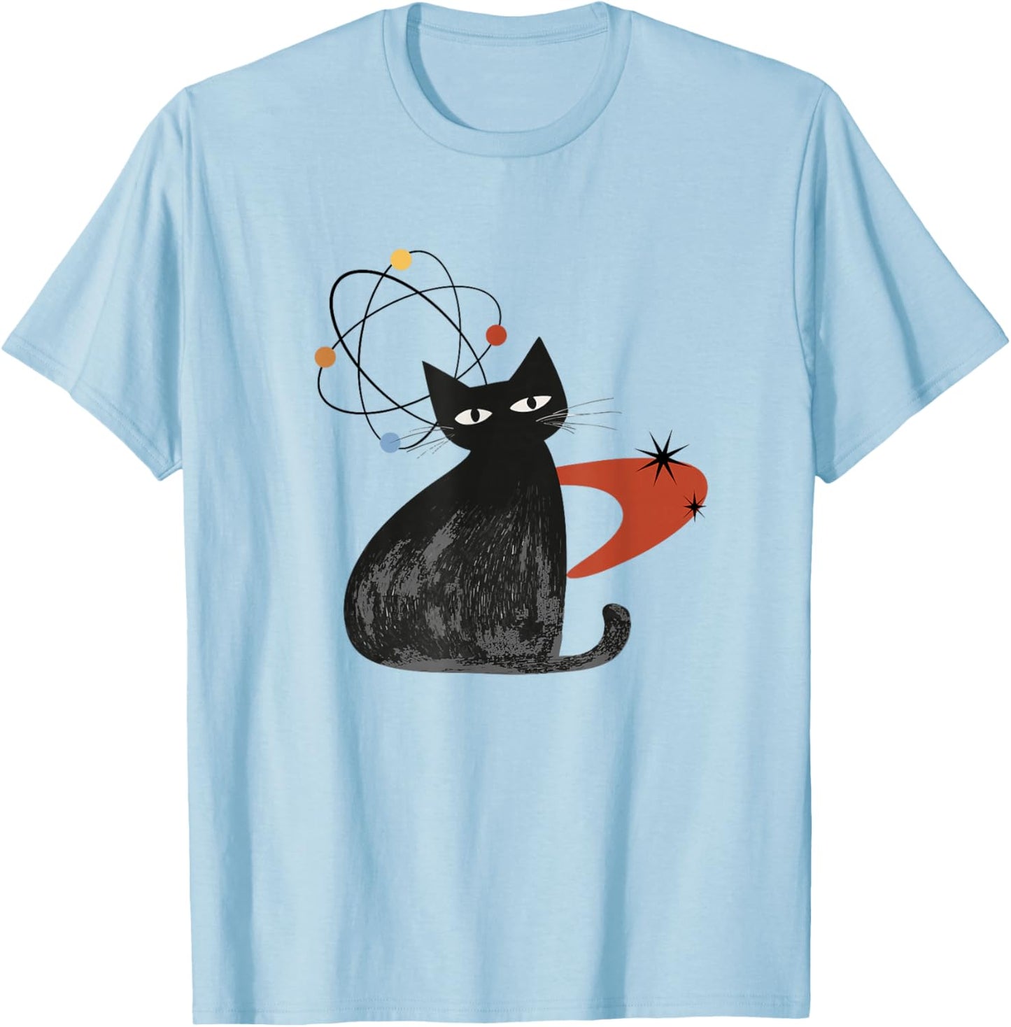 Cat Midcentury Mid Century Retro Atomic Age Space Modern T-Shirt - T-Shirt | Light Blue